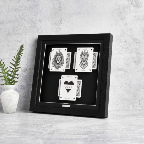 Him & Her Personalised Lion & Lioness Playing Cards  STRUTT SQ.BLK