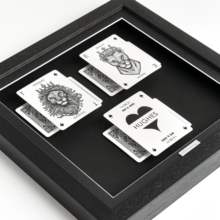 Mr & Mrs Personalised Lion & Lioness Playing Cards FLAT SQ.blk
