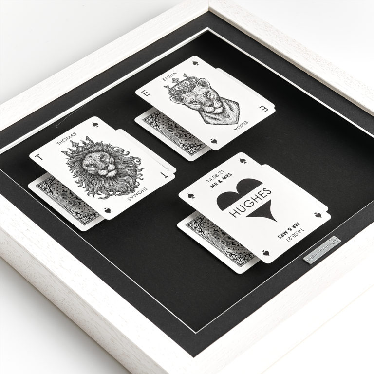 Mr & Mrs Personalised Lion & Lioness Playing Cards FLAT SQ