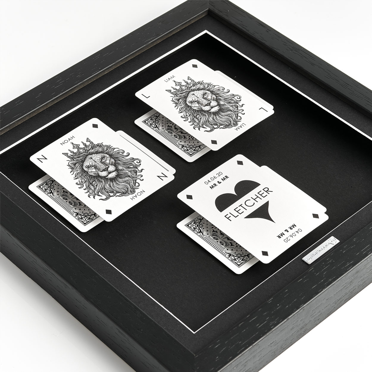 Mr & Mr Personalised Lion Playing Cards FLAT SQ.blk