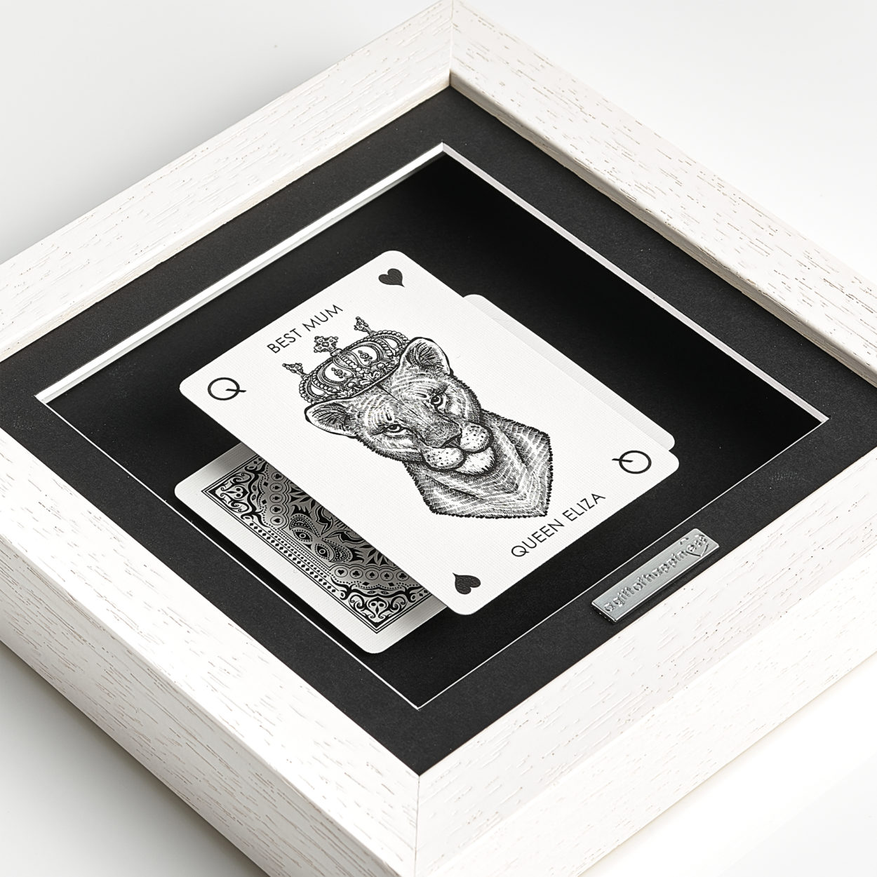 Best Mum Personalised Lioness Playing Card 3D Gift Frame FLAT SQ
