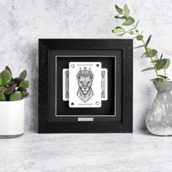 Best Grandma Personalised Lioness Playing Card 3D Gift Frame HEADON SQ.blk