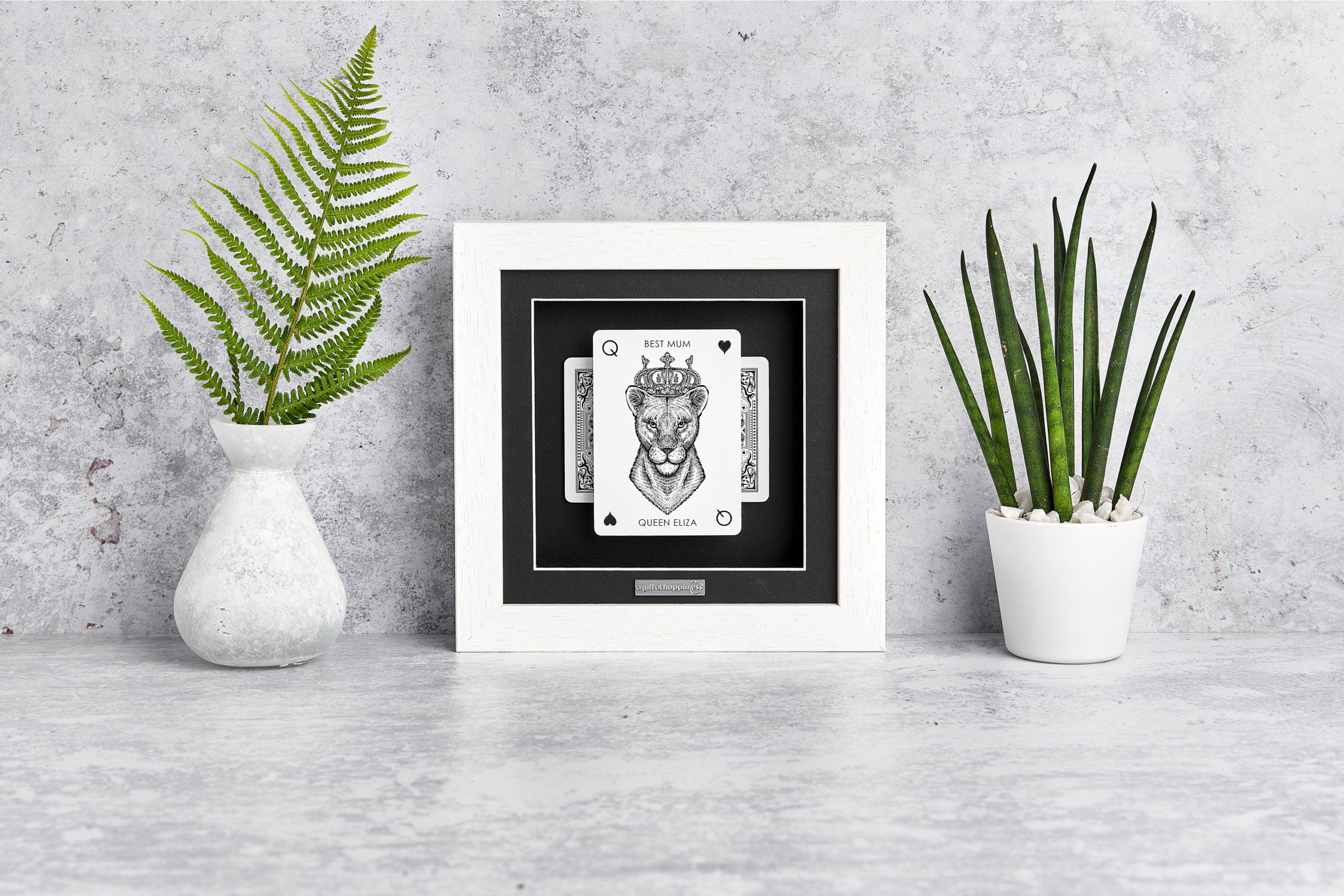 Best Mum Personalised Lioness Playing Card 3D Gift Frame FRONT SQ