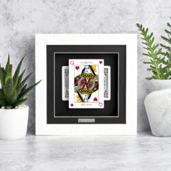 Personalised Queen of Hearts playing card frame with name and “Best Mum” message in deep box picture frame
