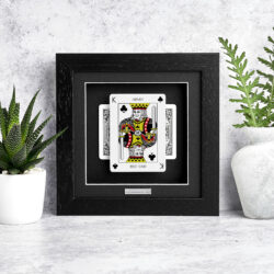Personalised King of Clubs playing card frame with name and “Best Dad” message in deep box picture frame