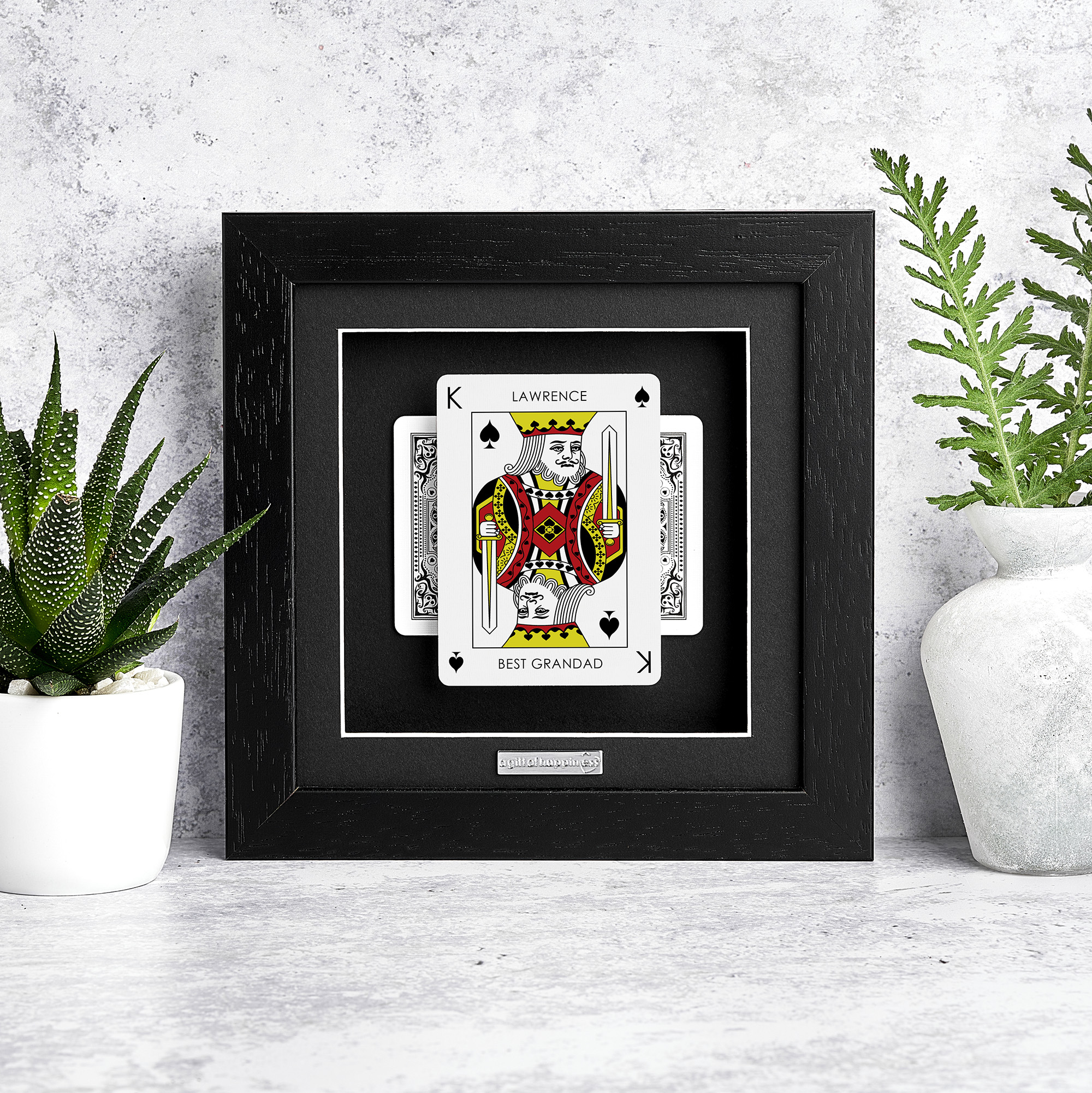 Personalised King of Spades playing card frame with name and “Best Grandad” message in deep box picture frame