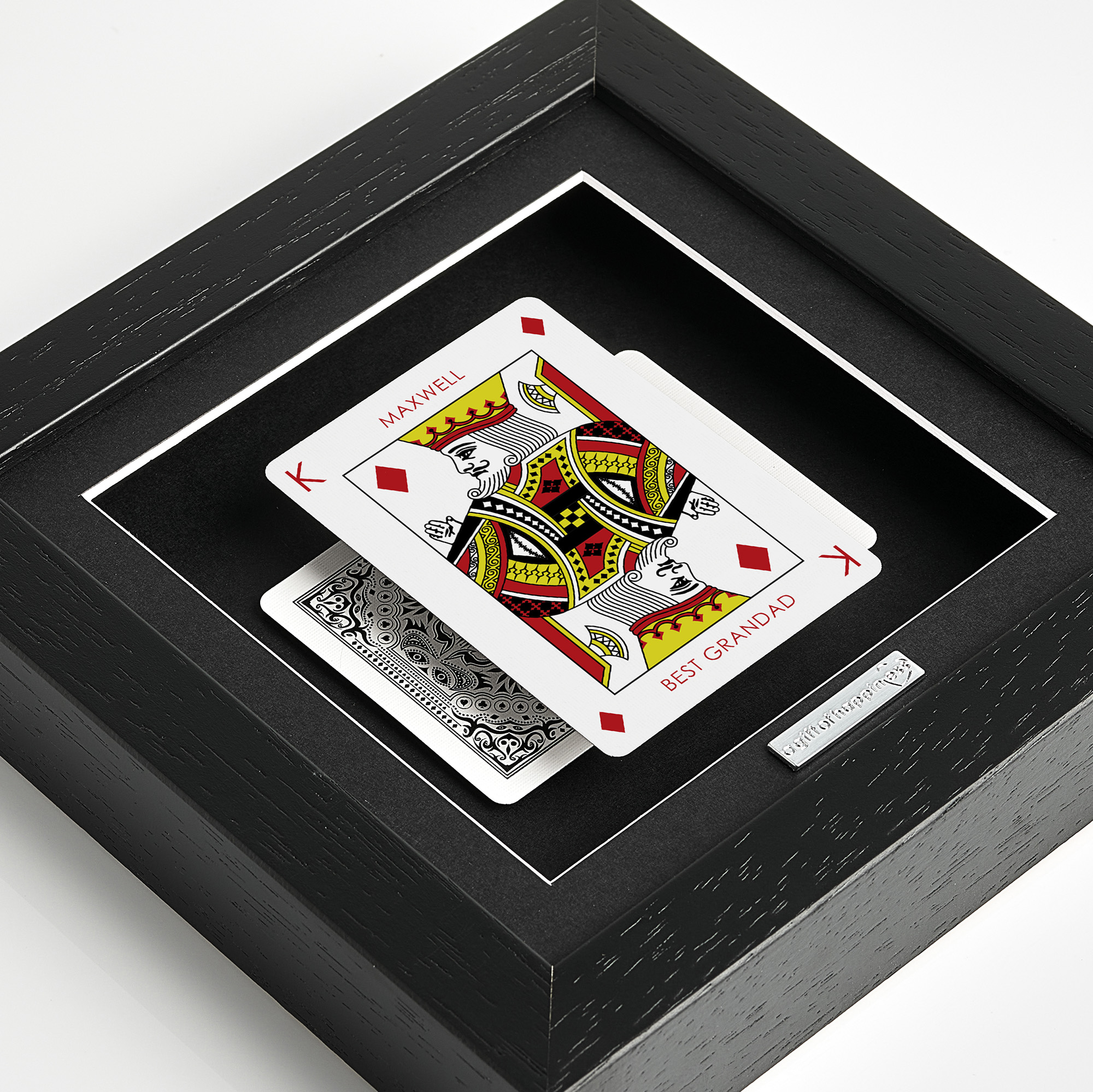 Personalised King of Diamonds playing card frame with name and “Best Grandad” message in deep box picture frame