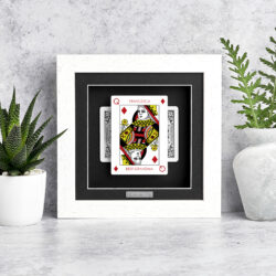 Personalised Queen of Diamonds playing card frame with name and “Best Grandma” message in deep box picture frame